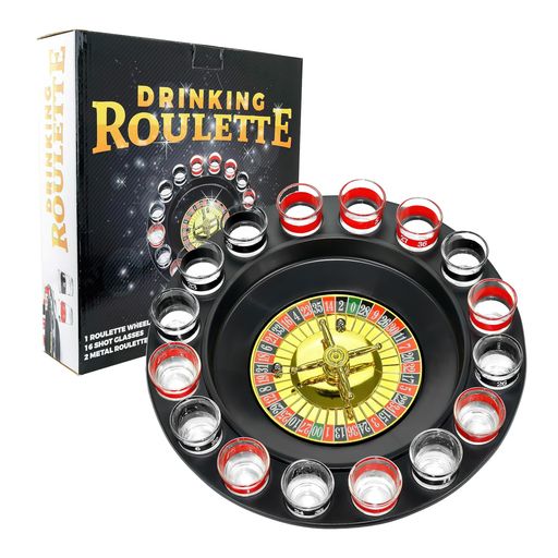 ショットガラスROULETTE – DRINKING GAMEセット(2 BALLS AND 16メガネ) 16PCS SET ブラック FON-10046