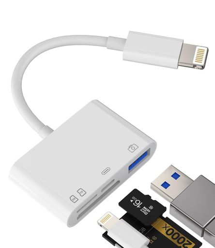 iPhoneSDカードリーダーアダプター(4in1)Lightning変換USB3.0Micro