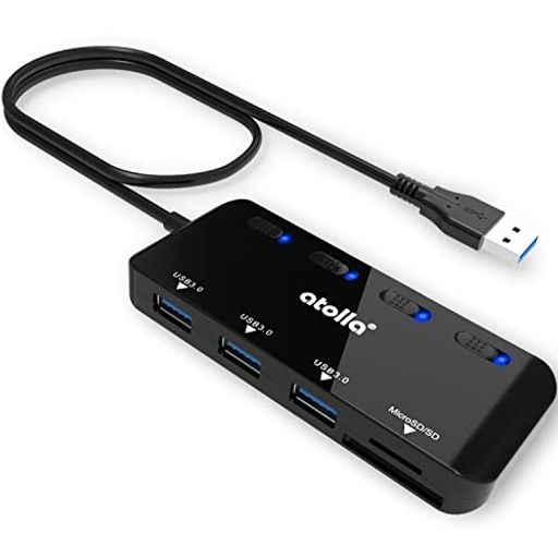 atollaSDカードリーダーUSB3.0カードリーダーUSBハブ5-in-1USB3.0ポート+SD&TF/microSDカードリーダー