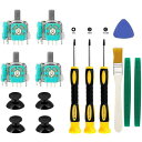 コントローラー交換用ジョイスティック4個付き3DジョイスティックパーツアナログキャップT6T8T10ドライバー付き修理ツールキット(A)