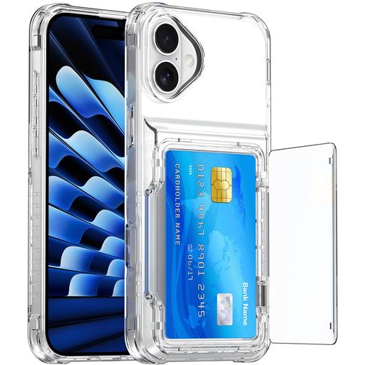 乐天商城 - MuZiFiPhone16用ケースカード収納クリア米軍MIL規格の保護耐衝撃構造黄変防止擦り傷防止透明PC背面クリアアイフォン16用カバー