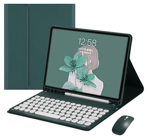楽天vicsystoreGALAXY TAB S9 FE 10.9インチ キーボードケース マウス付き 丸型キー キャンディーカラー 可愛い 女性 ギャラクシー TAB S9 / S8 / TAB S7 11” ケース キーボード付き マグネット 分離式 カラーキーボード深緑