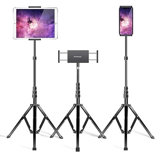 elitehoodタブレットスタンド三脚ipadスタンド三脚床置きipad置き型スタンド三脚撮影用4段階高さ調節持ち運び固定ホルダー三脚譜面台タブレット用三脚立てかけiPadpro12.911iPad