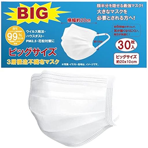 マスク大きめ不織布メンズ耳が痛くならないビッグサイズマスク大きなマスク3XLビッグマスク(1)