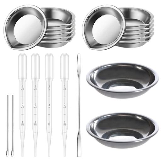 HUAZONTOMプラモデル塗装セット21点セットステンレス塗料皿調色スティックかくはん棒スポイド絵皿プラモデル塗料用ホビー用塗装用具ガンプラ塗装セット模型初心者セット