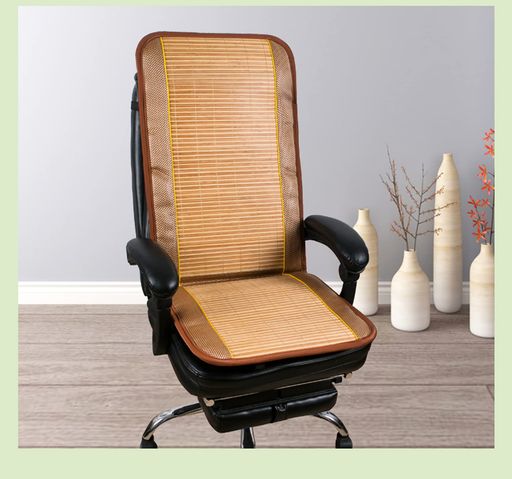 熱中症暑さ対策ひんやり背あてクッション接触涼感冷感事務椅子デスクチェア用竹製夏用座布団涼しいシー..
