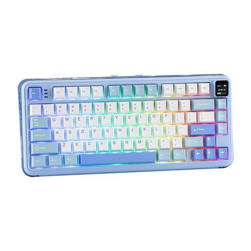【2024新登場】MECHLANDS VIBE75 75%ワイヤレスゲーミングキーボード 交換可能スクリーン ノブモジュール ガスケットメカニカルキーボード ホットスワップ対応クリーミーキーボード BT5.0/2.4GHZ/USB-C 5層パッド
