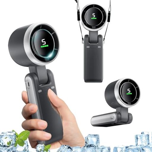 ハンディ扇風機手持ち扇風機超強力【19000RPM超高回転&5200mah大容量バッテリー】携帯扇風機軽量USB急速充電式【LED液晶搭載&180度折り畳み】風量/電池残量表示ミニハンディファン手持ち/卓…