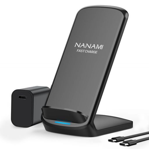 NANAMI ワイヤレス急速充電器 (USB-C 20W出力の急速充電器に昇進) 置くだけ充電器 セット 7.5W/10W/15W IPHONE 15/14/13/12シリーズ/SE第二世代/11(PRO)/XR/XS(MAX)/X/8(PLUS)