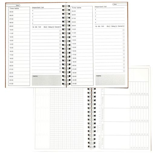 TSUKURIROB6時間管理ノートToDoリストスケジュール一日表紙無地(デイリーToDoノート2冊セット)