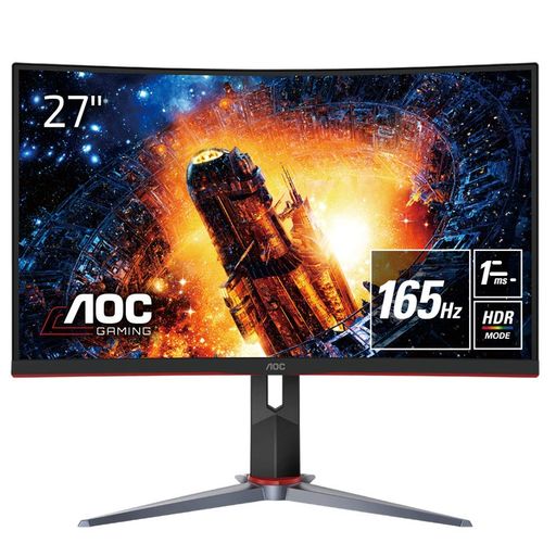 AOC ゲーミング液晶モニター C27G2X/11 (27インチ/フルHD/VA/曲面/HDMI/DISPLAYPORT/165HZ/応答速度1MS/HDRエフェクトモード/FREESYNC PREMIUM/フリッカーフリー/ローブルーモード)