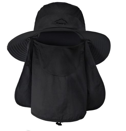 KAJIKAJI サファリハット 帽子 つば広 ハット UVカット 日よけ帽子 メッシュ素材 通気性 釣り帽子 サイズ調整可 軽薄 防水 防風 防塵 紫外線対策 折りたたみ ガーデニング用 釣り 登山 釣り スポーツ アウトドア 男女兼用 (ブラック)
