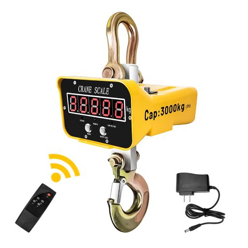CXCESNSクレーンスケール吊りはかり3t高精度計測充電式リモコン付き3000kgリチウム電池長時間計量重機デジタル吊り下げ秤軽量操作簡単吊秤日本語説明書埠頭屠殺場農場工場電池別売り(3T)