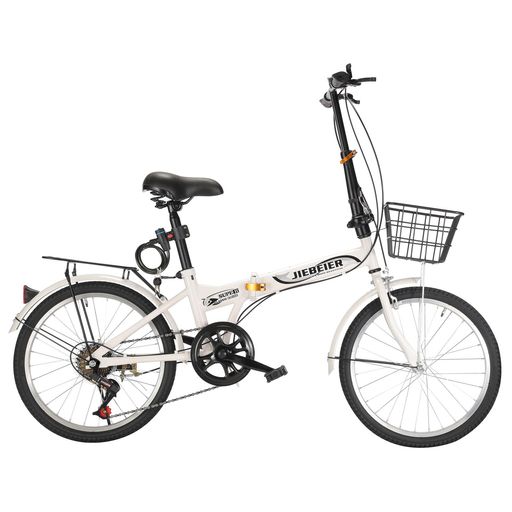JIEBEIER自転車折りたたみ自転車20インチ7段変速リアキャリア付き前後泥除け装備軽量小径車防滑タイヤ高炭素鋼フレーム男性女性初心者通勤通学街乗りJZXC-...