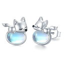 STORYMIDIR きつね ピアス ムーンストーン 可愛い動物ピアス 狐 シルバー925 金属アレルギー対応 スタッドピアス キツネ レディースピアス 可愛いピアス 月長石 アニマルピアス 女の子 プラチナ仕上げ プレゼント ジュエリー アクセサリー(4)