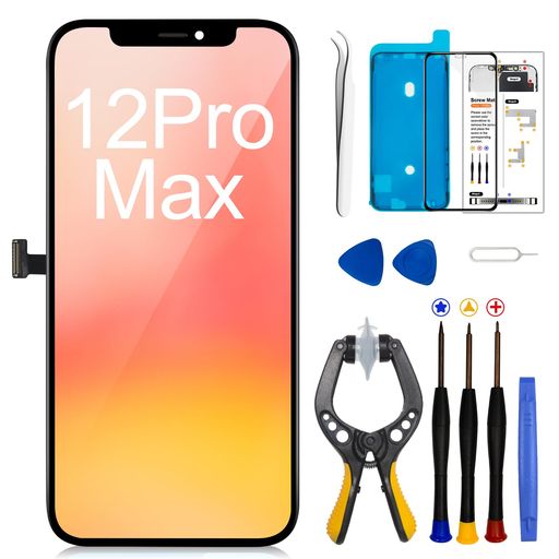 TEARUE FOR IPHONE 12 PRO MAX 液晶パネル COF IPHONE 12 PRO MAX 画面交換 LCD フロントパネル 修理キット分解工具付きモデルA2411、A2342、A2410、A2412に適合(6.7インチ)