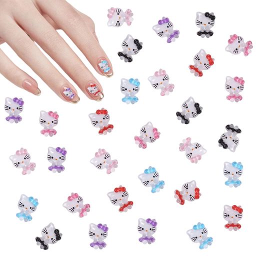 ネイルパーツキティ約60個セットキティネイルデコレーション可愛い大きいネイルストーン3d立体ジュエリーパーツ手芸ハンドメイドデコパーツ