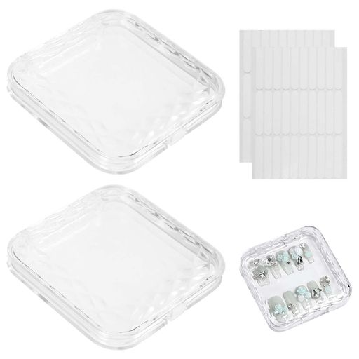 PAVIKEネイル収納ケース(2個入り)ネイルストレージボックス空のネイルディスプレイケース人工ネイルディスプレイストレージボックスつけ爪収納ケース家庭用人工ネイルディスプレイケー…