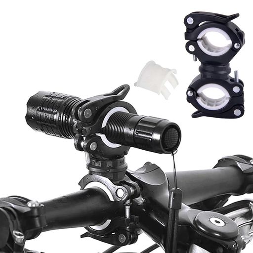 YACHUN自転車ライトホルダー懐中電灯ホルダー360度回転サイズ調整可能固定ブラケット直径1.8cm-3.8cmライト対応バイクヘッドライトブラケット円形懐中...