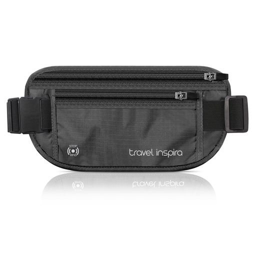 TravelInspiraウエストポーチセキュリティポーチ超軽量超薄型隠しポーチパスポートケーススキミング防止ランニングポーチメンズレディースRFID盗難防止斜めがけ海外旅行マネーベルト貴重…
