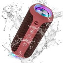 ORTIZAN BLUETOOTH スピーカー 防水IPX7でワイヤレス 30時間連続再生 24W出力ぶるーとぅーすすぴーかー ステレオのポータブルブルートゥーススピーカー マイク内蔵/2台ペアリング/TFカード対応 お風呂 スマホ PC 車用(レッド)(2)