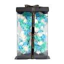 FLORASHOWローズベア枯れない花造花ぬいぐるみインテリア誕生日バレンタインデークリスマス元旦新年プレゼントデコレーション箱付き(青-白三色)