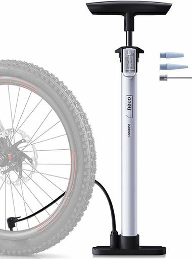 Deeli自転車空気入れ合金鋼ボディ10000回使用しても空気漏れなし厚みのあるペダル耐圧性耐久性多機能エアバルブフロアポンプ英式/米式/仏式バルブ対応エアポン...