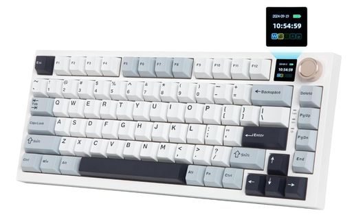 HUO JI CQ082 無線 ゲーミングキーボード イエロー軸 75% テンキーレス Bluetooth/2.4G/USB-C有線 英語配列