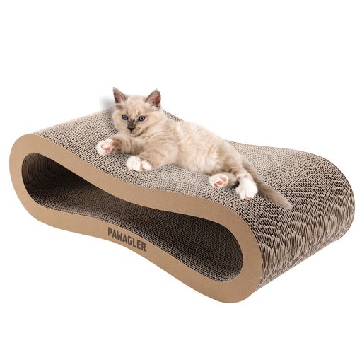 PAWAGLER猫爪とぎ8ライトブラウンループ木目調猫つめとぎ爪とぎ防止曲線爪みがき段ボールダンボールベ..