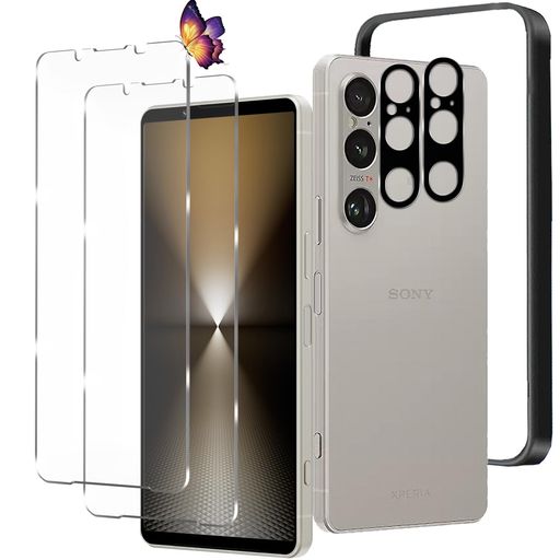 【2+2枚セット】XPERIA 1 VI 用のガラスフィルム(2枚)+カメラフィルム(2枚)エクスペリア 1 VI 用の フイルム 強化液晶保護フィルム ワンタッチ貼付け/気泡ゼロ/ケースと干渉せず/硬度9H/飛散防…
