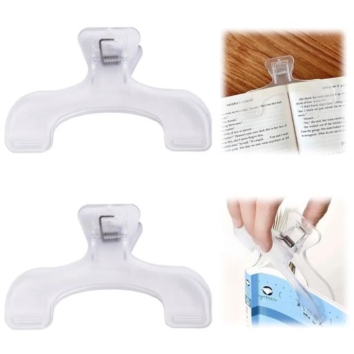 Jravezt文具クリップ2個セットプラスチック製透明教科書クリップかわいいクリア便利使いやすい食品保存書類ペーパー用文房具事務用品家庭書店学校オフィス用(2個...