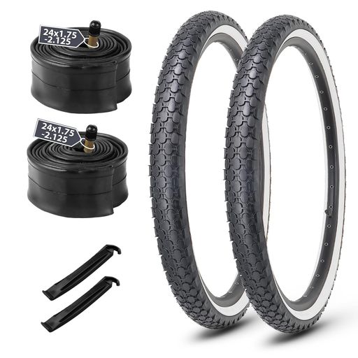 MOHEGIA24x2.125インチ自転車タイヤ:2組セット24インチ57-507mm全地形車交換用タイヤ、米式チューブ-クルーザー/シティバイク/MTB対応-...