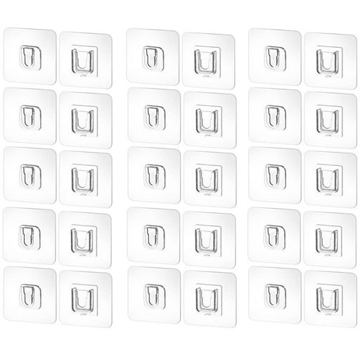 30個壁掛けフック壁掛けフック粘着傷つけない強力額縁用屋外コマンドフック粘着固定具透明なフックコン..