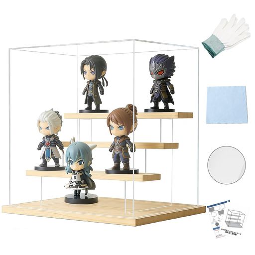PakOne ディスプレイケース 木製 フィギュアケース コレクションケース 収納ケース 透明展示ケース 積み重ね式 クリアアクリルケース ディスプレイケース ガラスケース 収納棚 保管ボック…