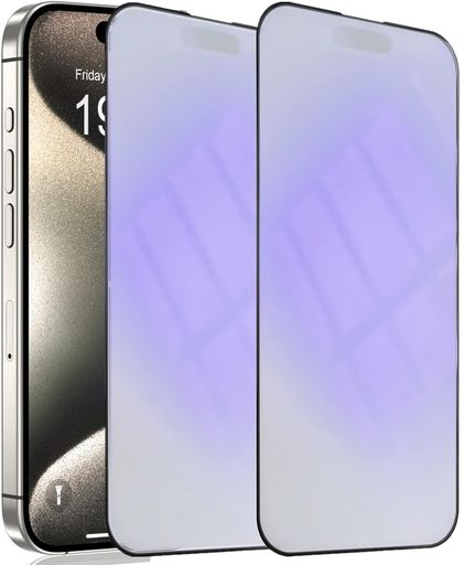 【2枚セット】【ブルーライトカット&アンチグレア】iPhone15用強化全面保護フィルムさらさら感アイフォン15用ガラスフィルムアンチグレアフィルムゲーム用反射防止気泡レス指紋防止視力…