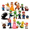 スーパーマリオトイスーパーマリオブラザーズスタチュー、ルイージ、ヨシ、プリンセスピーチマリオブラザーズアクションフィギュア18個、