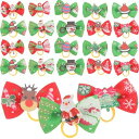 LEDMOMO クリスマス ヘアゴム 30個 犬 サンタ ペット クリスマス ペットトリミングリボン ペット用リボン 猫用 ヘアアクセサリー クリスマス アソー...