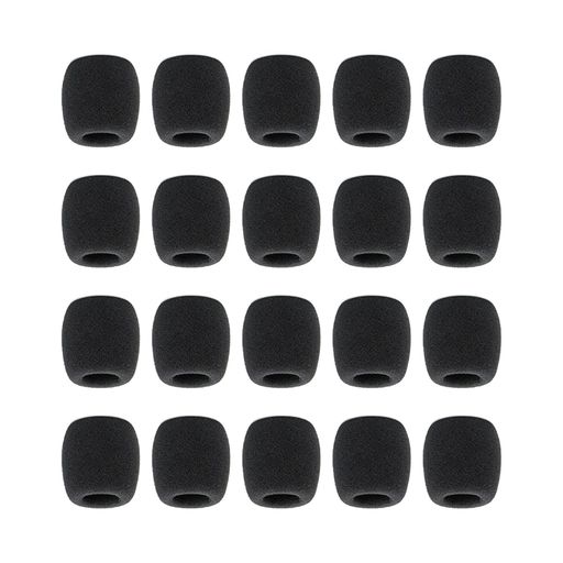 マイクスポンジ 20個セット 27x20mm 孔径8mm マイクカバー スポンジ ウインドスクリーン 防風 ポップノイズ軽減 ヘッドセット 耳麦 小型マイク 対応 交換用