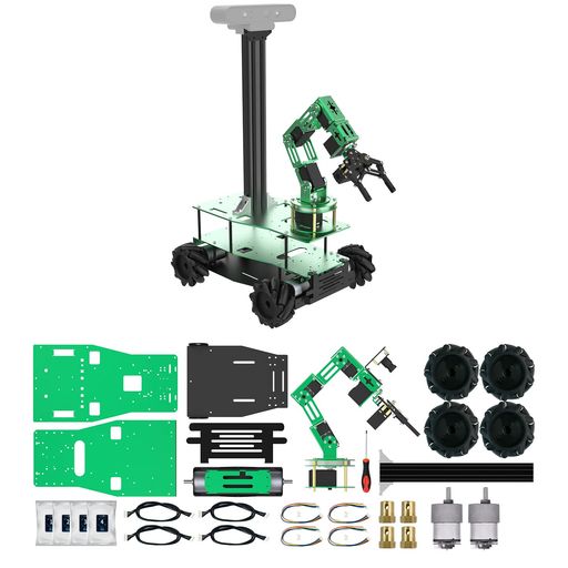 Yahboom リモートコントロールシャーシー 自動車シャーシ 6DOFロボットアーム 80mmマクナムホイールフレーム UNO Raspberry Pi Jetson Nano DIYロボットカー 電子プロジェクト学校教育用、プログラム…