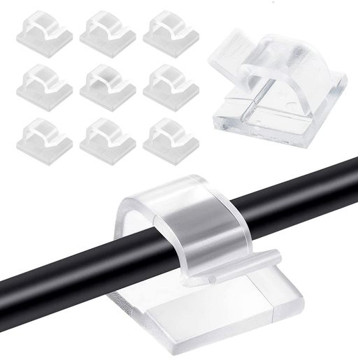 ケーブルクリップ50個入りコードクリップケーブルホルダーコードフック配線収納接着ワイヤーコード粘着シート付透明byMAVEEK