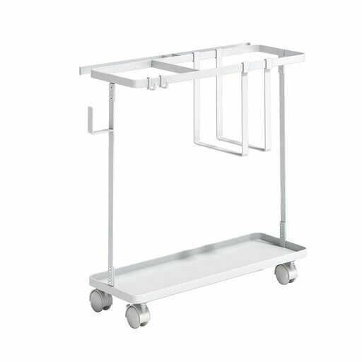Tcatecフィットネスグッズ収納ラック炭素鋼製フィットネス器具の収納棚地置き式多機能ジム収納ラックキャスターとフック付き適用場所は寝室リビング学校体育館ジムなど50.3x18.5x45.5cm2段…