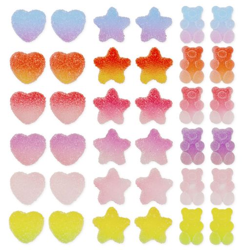 グラデーショングミ風クマ星ハートチャーム砂糖風可愛いハンドメイドアクセサリーパーツ(6色36個)