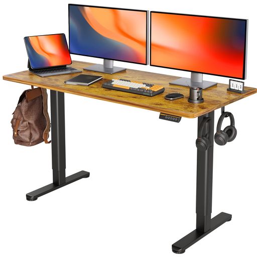 CLAIKS昇降デスク初心者向けスタンディングデスク電動パソコンデスク昇降式オフィスデスク幅140CM*奥行き60CMブラックフレーム/ブラウン天板 CLAIKS昇降デスク初心者向けスタンディングデスク電動パソコンデスク昇降式オフィスデスク幅140CM*奥行き60CMブラックフレーム/ブラウン天板