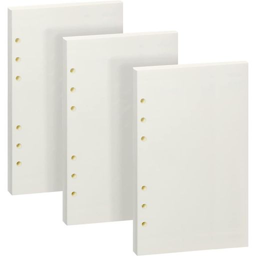 手帳リフィルシステム手帳リフィルルーズリーフ用バインダー用バイブルA6サイズ横罫ビジネス手帳専用リーフリフィル用紙詰め替え用紙厚型A66穴45枚*3冊(白紙)