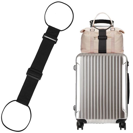 旅行便利グッズ バックルストラップ 固定ストラップ ラゲッジストラップ ラゲッジストラップ バッグ バックルストラップ ラゲッジストラップ 滑り止め 軽量 便利グッズ ブラック(1個)