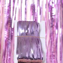 「2個セット」キラキラなタッセルカーテン華やかな金属感クリスマスパーティー用カーテンウェディング小道具誕生日写真背景デコレーションイベントの装飾(ライトピンク)