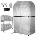 タイヤカバータイヤカバー屋外防水タイヤラックカバー420D8本収納タイヤ保管タイヤカバー高さ146x長さ110x幅75cmタイヤ収納普通自動車用紫外線カット劣化...