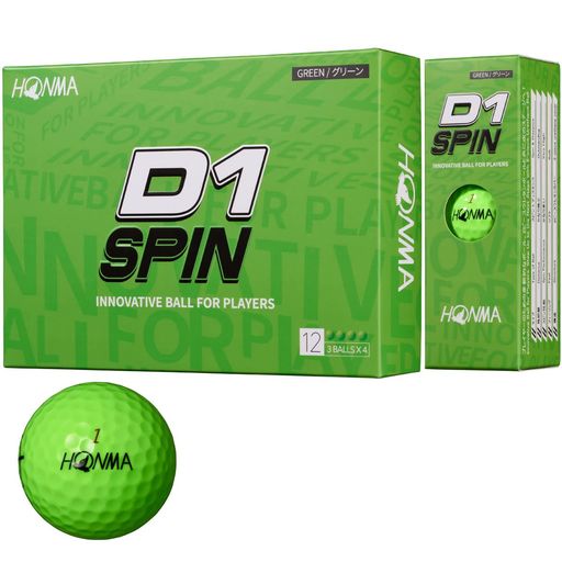ホンマ ゴルフ ボール D1 D-1 SPIN スピン 2023 2ピース ソフト 飛び系 飛距離 ディスタンス ゴルフボール 1ダース 12球 コスパ 本間ゴルフ 本間 HONMA/1ダース(12球)/グリーン
