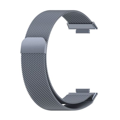 [SOOYEEH]HUAWEI用WATCHFIT2用ベルトファーウェイ用WATCHFIT2用交換バンドステンレス製金屬ベルトミラネーゼループ裝著簡単12色可選マグネットロック(グレー)