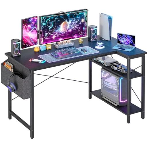 ティクラブ(TIQLAB)L字型ゲーミングデスク120x70cmパソコンデスク収納バッグ付きオフィスデスク小型ラ..